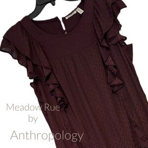 Anthropologie Ruffled Top Sz 6 Burgandy